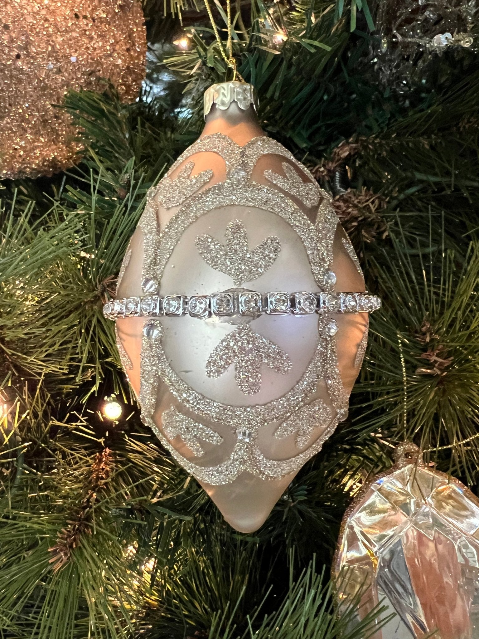 4 - 5.5" GLASS JEWEL BALL/FINIAL ORNAMENT - CHAMPAGNE - Sassy Inspiration