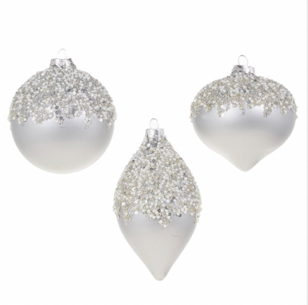 4” Matte Silver Half Embellished Ornament - Sassy Inspiration