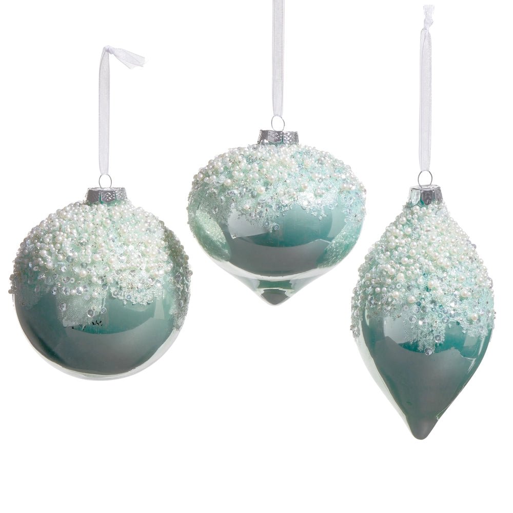 4" Pearl Frosted Blue Ornament - Sassy Inspiration
