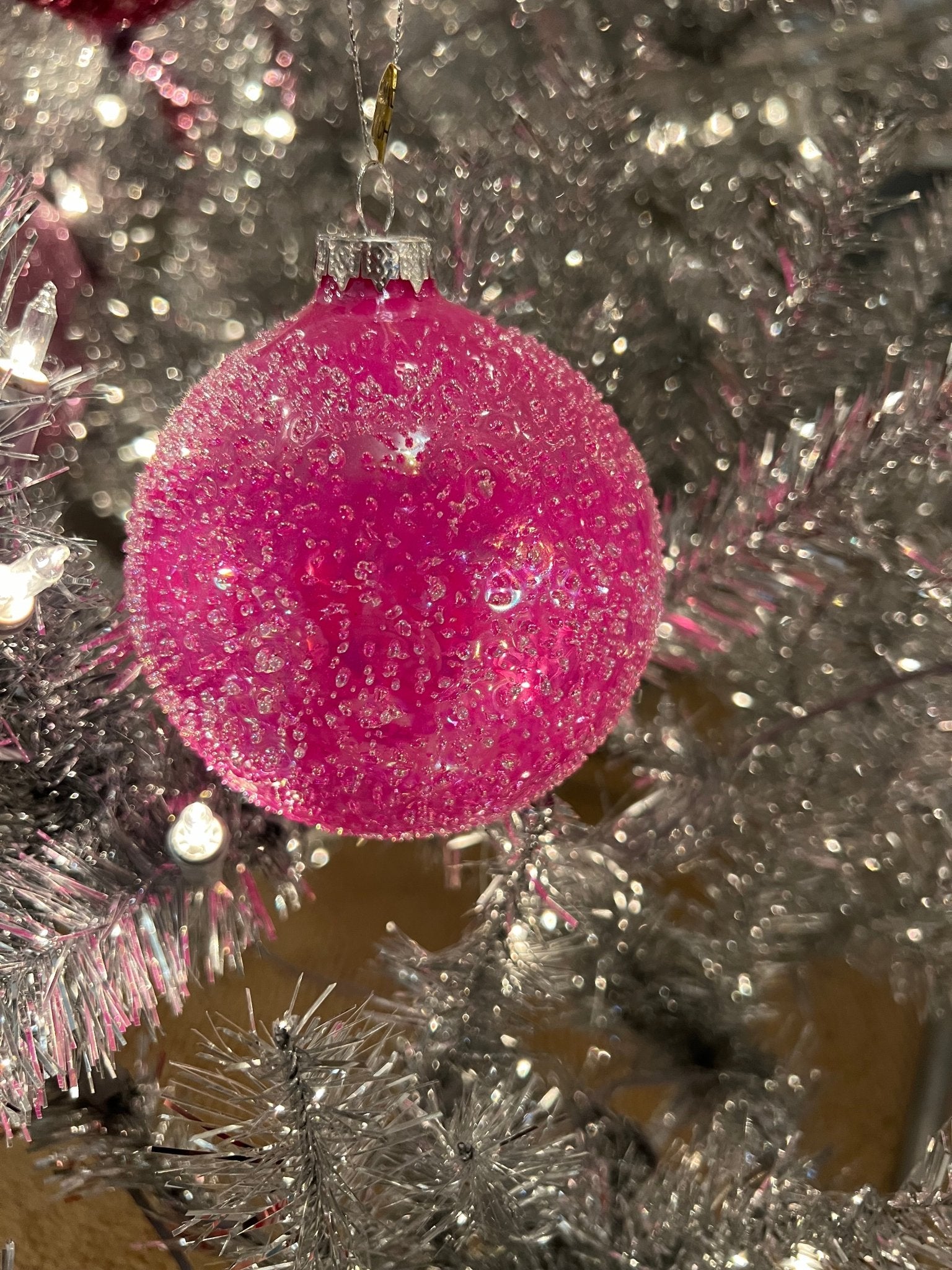 4" PINK GLITTER BALL ORNAMENT - Sassy Inspiration