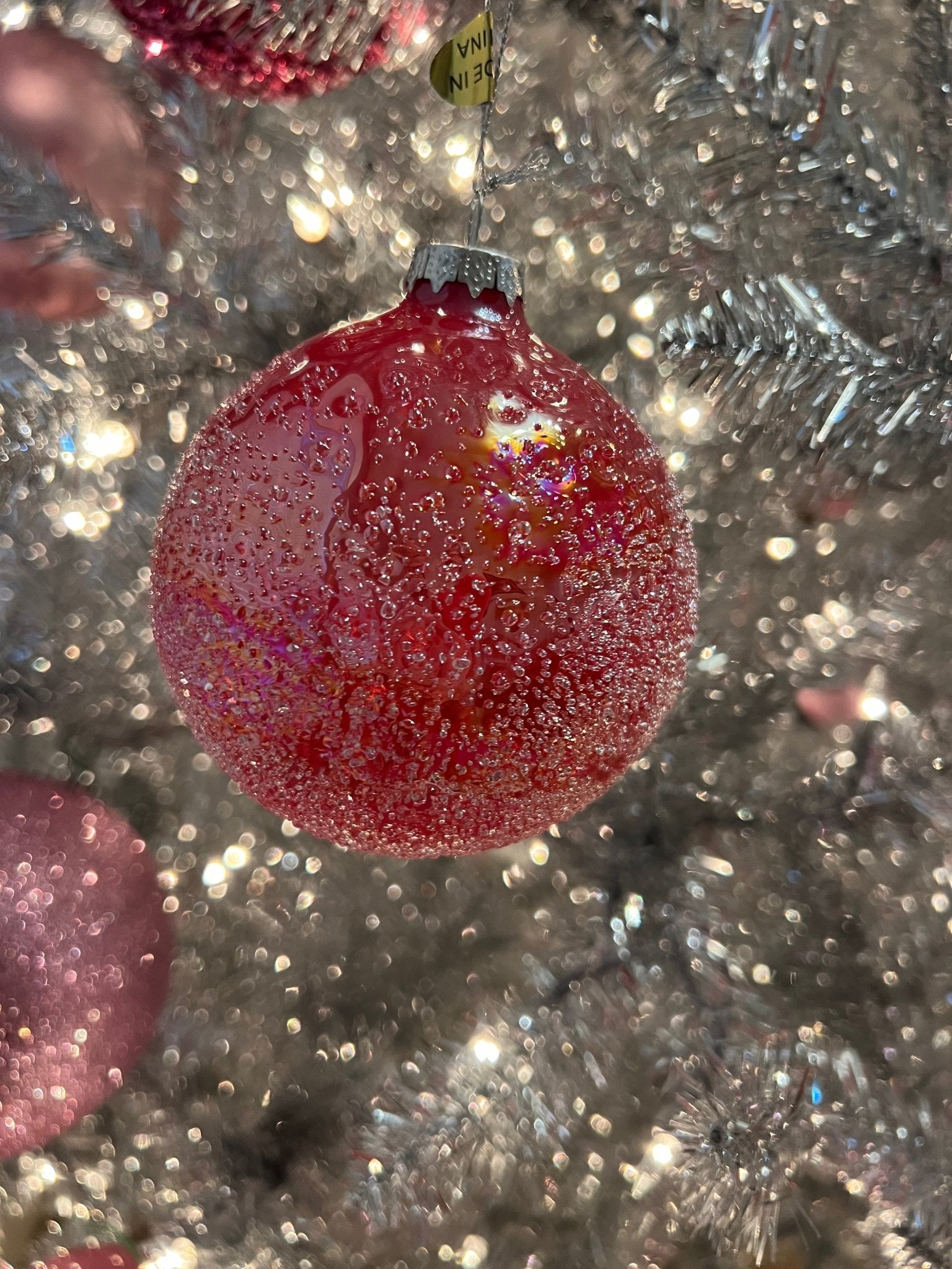 4" PINK GLITTER BALL ORNAMENT - Sassy Inspiration
