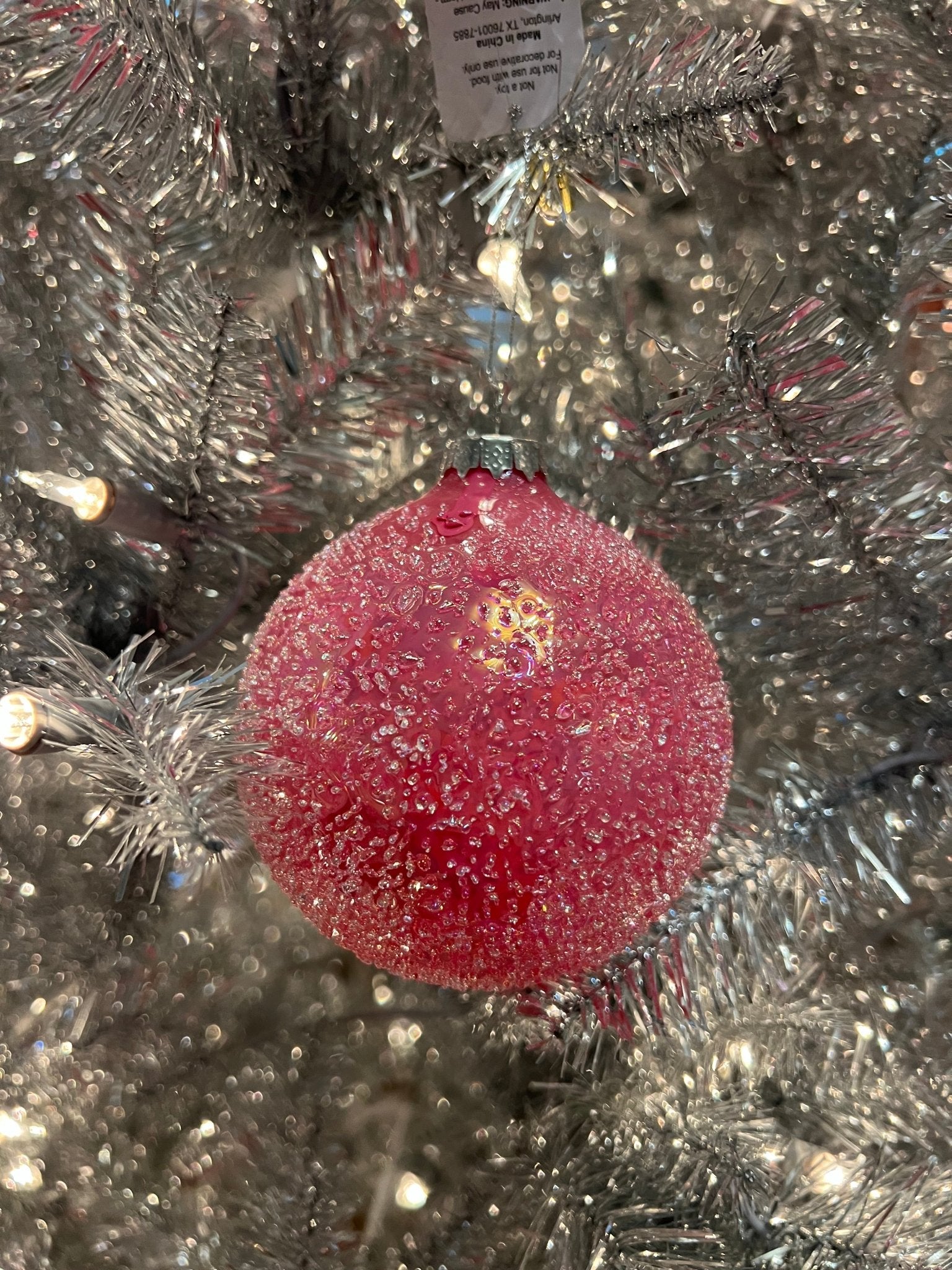 4" PINK GLITTER BALL ORNAMENT - Sassy Inspiration