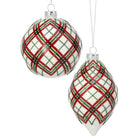 4.5" Red/White/Green Glass Plaid Ornament - Sassy Inspiration