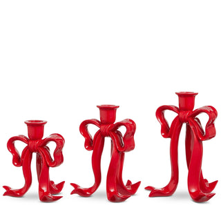 Red Bow Taper Candle Holders – Set of 3 - Sassy Inspiration