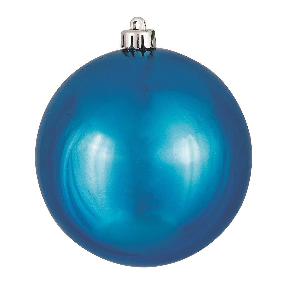 4.75" Turquoise Shiny Ball Ornament, 4 per Bag - Sassy Inspiration