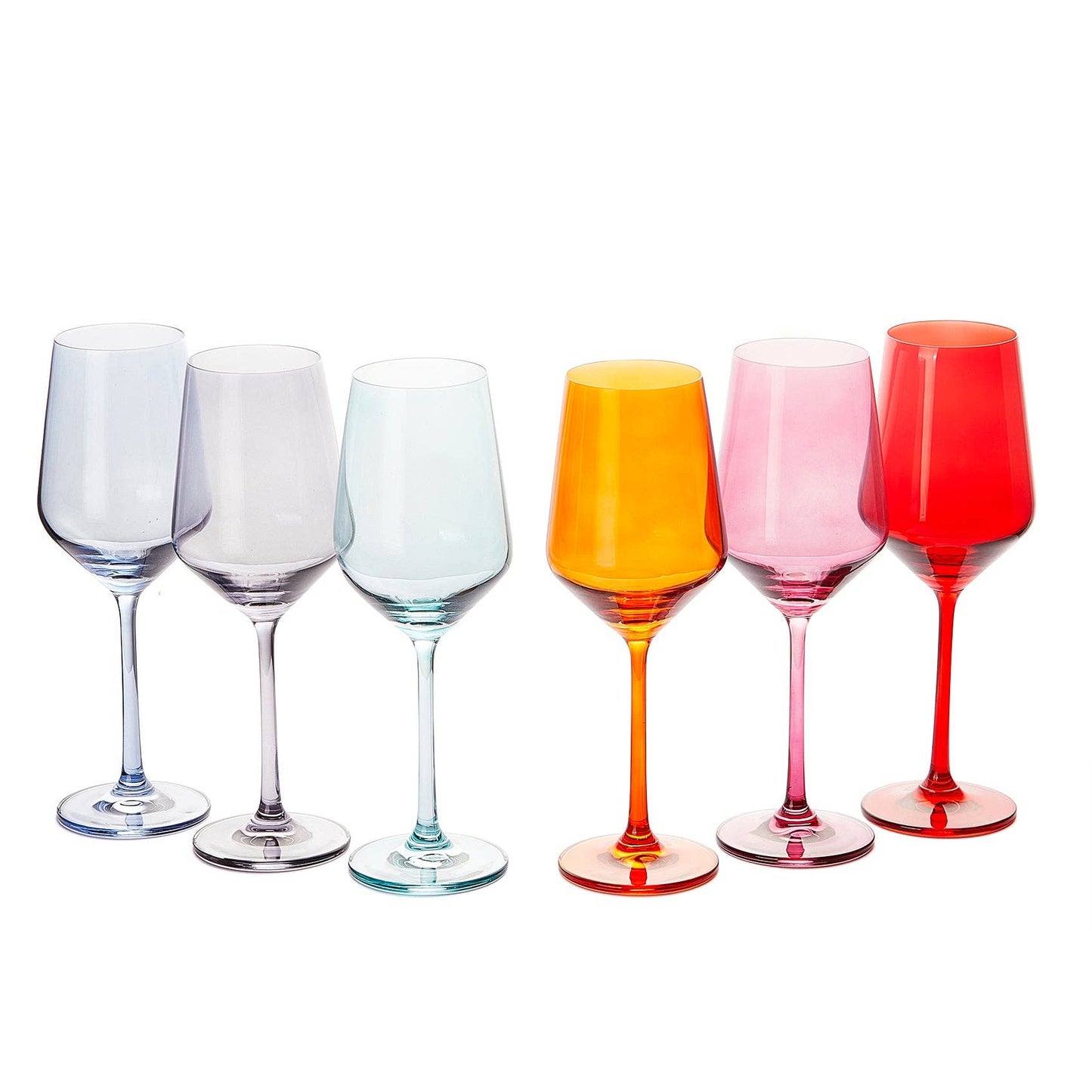 Colored Wine Glass Set, Large 12 oz Glasses Set of 6