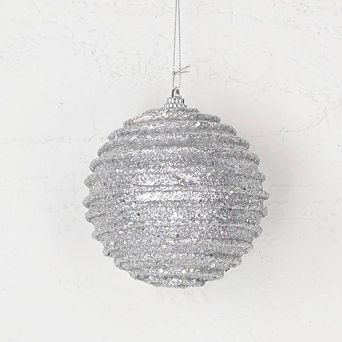 4in Silver Glitter Layers Ball - Sassy Inspiration