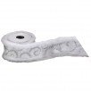 4"X5Y GLITTER SWIRL W/FUR EDGE VELVET RIBBON WHITE/SILVER - Sassy Inspiration
