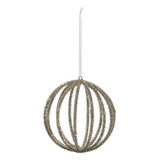 5" SILVER BEADED BALL ORNAMENT - Sassy Inspiration