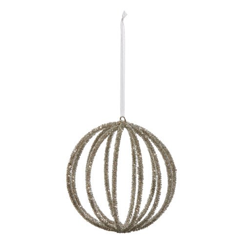 5" SILVER BEADED BALL ORNAMENT - Sassy Inspiration