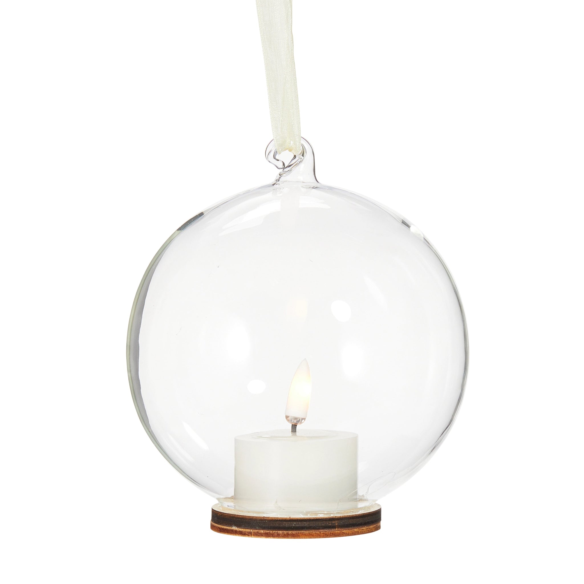 5.5" Clear Ornament with Ivory Tealight - Sassy Inspiration