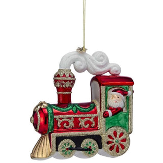 5.5" Glass Locomotive Ornament – Holiday Multi - Sassy Inspiration