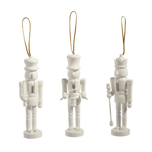 5.75" WHITE NUTCRACKER ORNAMENT S/3 - Sassy Inspiration
