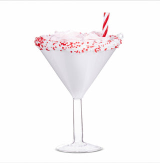 6” Pink Peppermint Martini Ornament - Sassy Inspiration