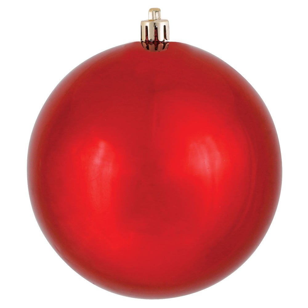 6" Red Shiny Ball Ornament, 4 per Bag - Sassy Inspiration