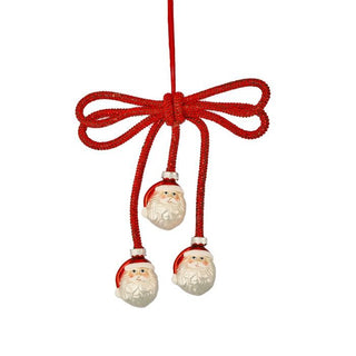 6.5" Triple Glass Santa Drop Ornament with Bow – Red & White - Sassy Inspiration