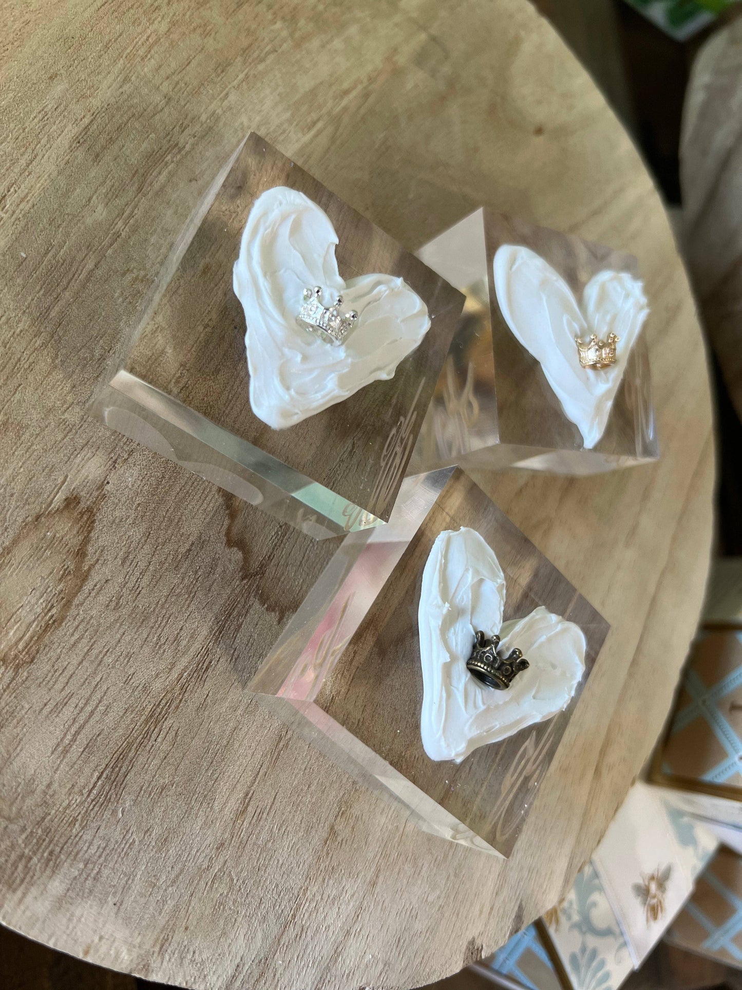 Hand Painted Heart on  Lucite block 2’x2’