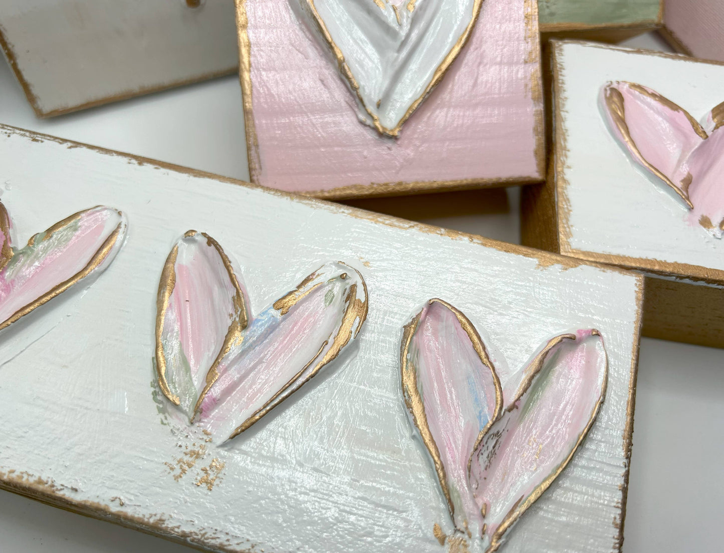 Heart trio block |  valentine | pastel | xoxo | love