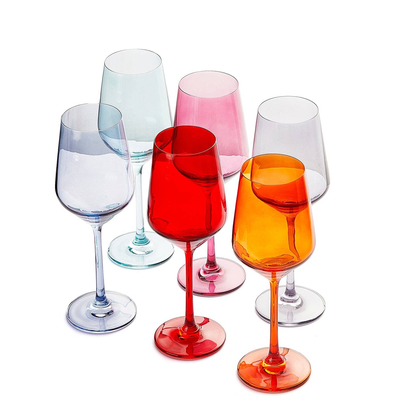 Colored Wine Glass Set, Large 12 oz Glasses Set of 6