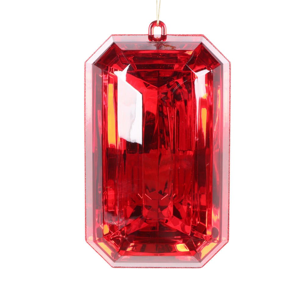 8" Red Rectangle Jewel Glitter Ornament - Sassy Inspiration