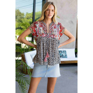 Wildly Chic Embroidered Leopard Top