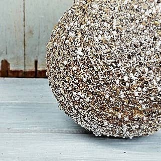 8in Champagne Gold Metalic Glittered Ball - Sassy Inspiration