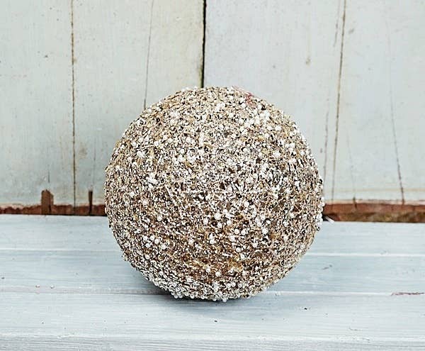 8in Champagne Gold Metalic Glittered Ball - Sassy Inspiration