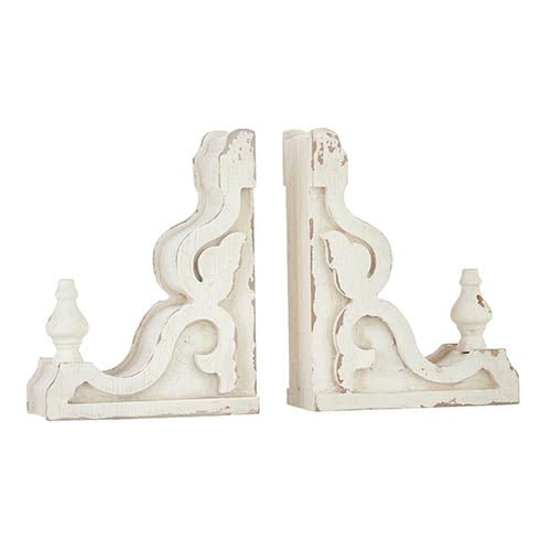 9" Distressed White Corbel Bookends - Sassy Inspiration