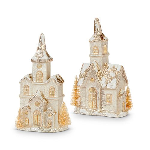 9" Mercury Glass Lighted Church - Sassy Inspiration