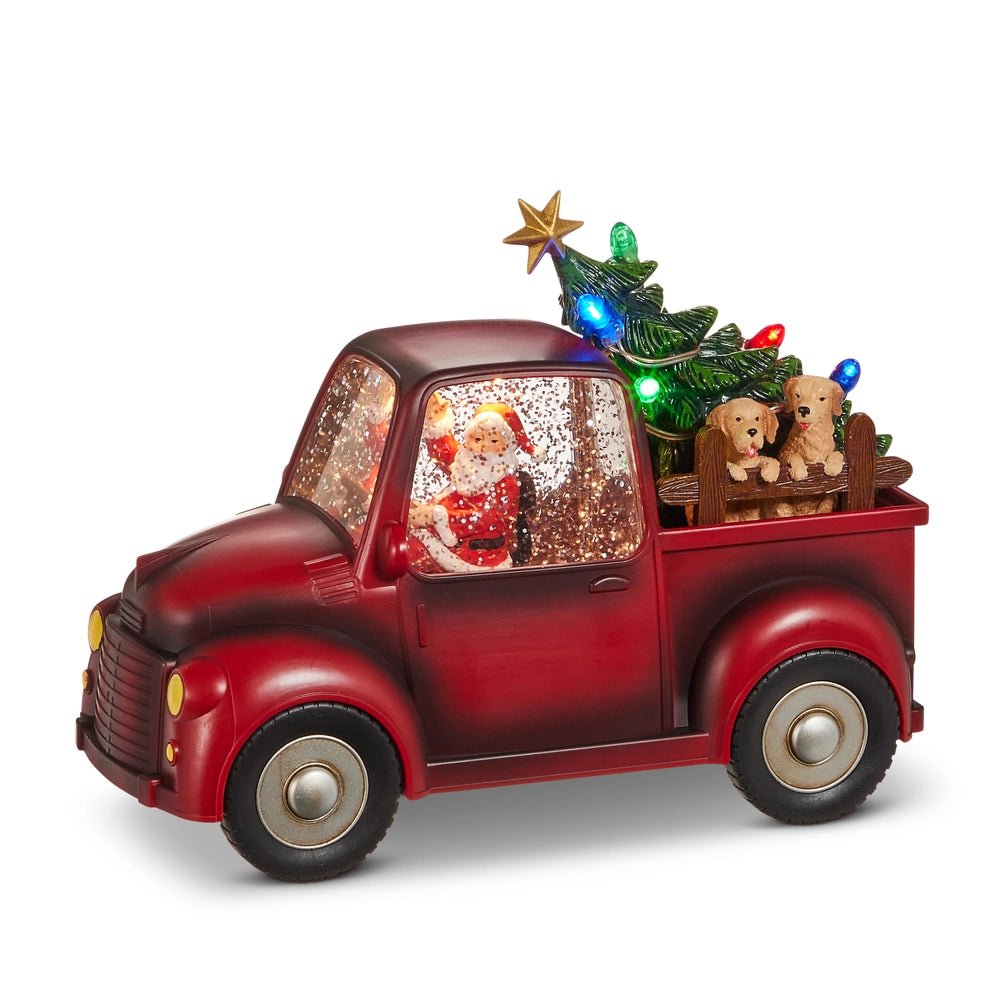 9" Santa and Dog in Lighted Water Truck - Sassy Inspiration