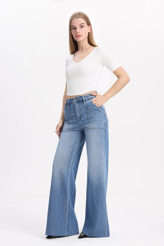 New York High Rise Wide Leg Jeans