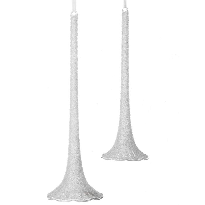 9.5 - 12" Iced Glass Trumpet Ornaments SET/2 - Sassy Inspiration