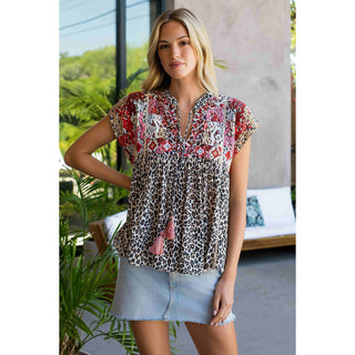 Wildly Chic Embroidered Leopard Top
