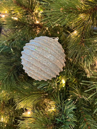 Silver Glitter Layered Ball Christmas Ornament – 4”