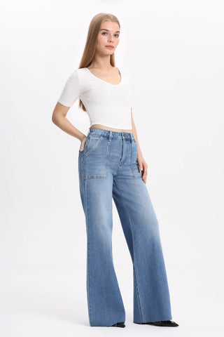 New York High Rise Wide Leg Jeans