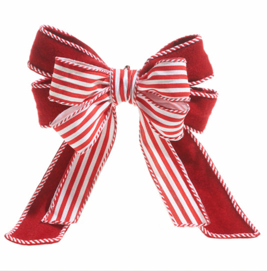13.5” Striped Bow Ornament