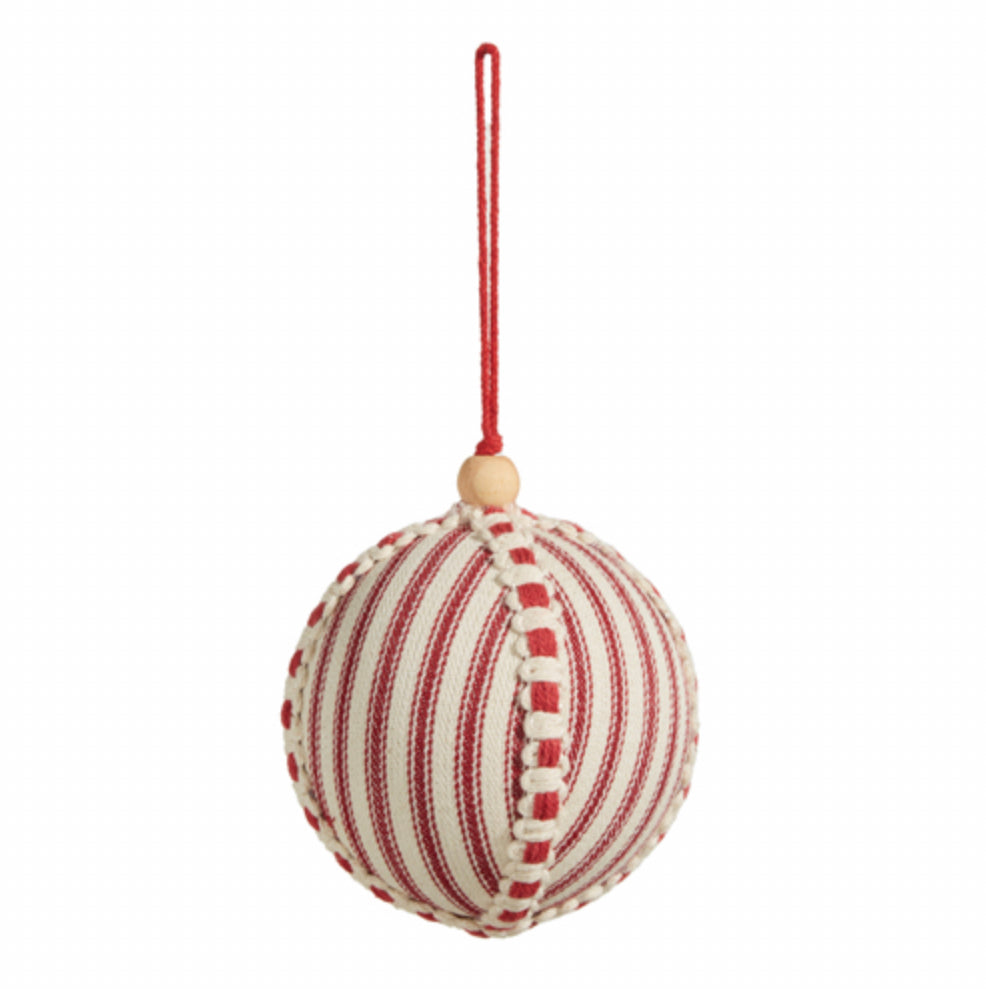 4” Ticking Stripe Ball Ornament