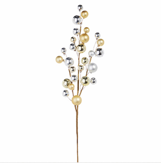 31” Gold and Silver Ball Ornament Spray