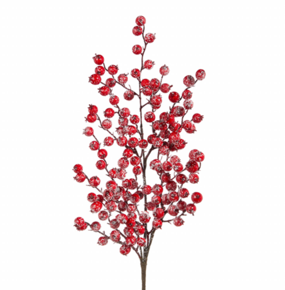 27.5” Snowy Red Berry Spray