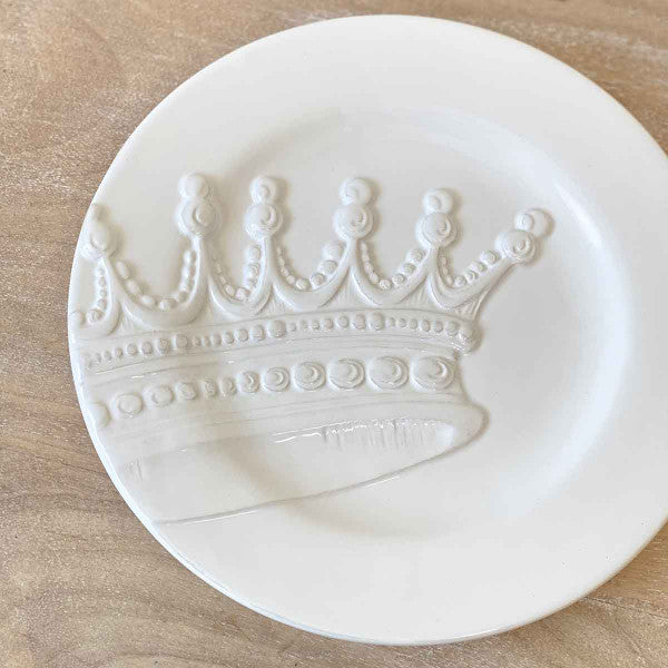 Royal Crown Embossed Plates White 8” Set of 4