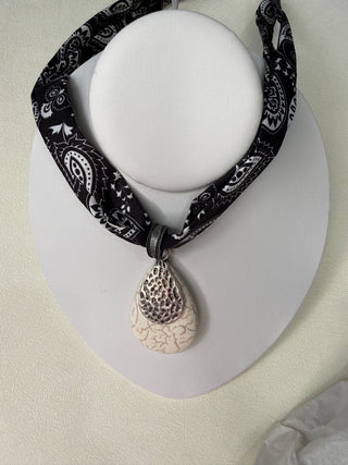 Midnight Paisley Bandana Pendant Necklace