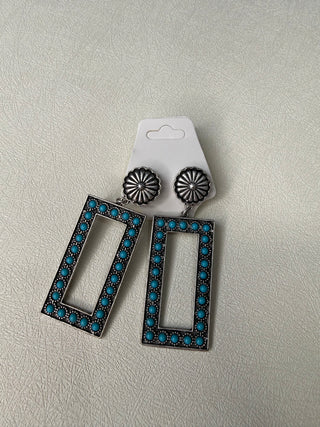 Desert Frame Concho Turquoise Earrings