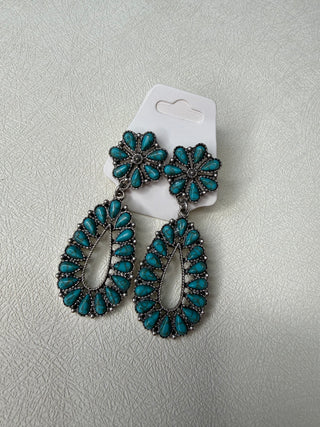 Blossom Cluster Turquoise Teardrop Earrings