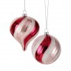 4-4.5" GLASS ORNAMENT PINK/WHITE