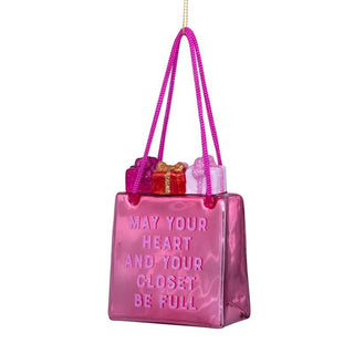 Vondels Full Heart Shopping Bag Glass Ornament