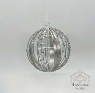 Platinum Jeweled Glass Orb Ornament – 150mm