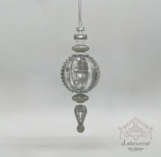 Platinum Jeweled Glass Finial Ornament – 8.125"