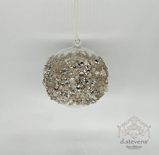 Gold Bead-Encrusted Glass Orb Ornament – 120mm