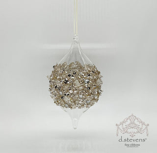 Gold Bead-Encrusted Glass Finial Ornament – 120mm