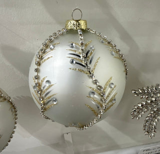 White & Gold Leaf Glass Ornament – 2 Styles - Sassy Inspiration – in-store photo